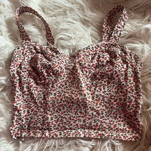 Pins & Needles Urban Outfitters Floral Cropped Bustier Top Size Medium